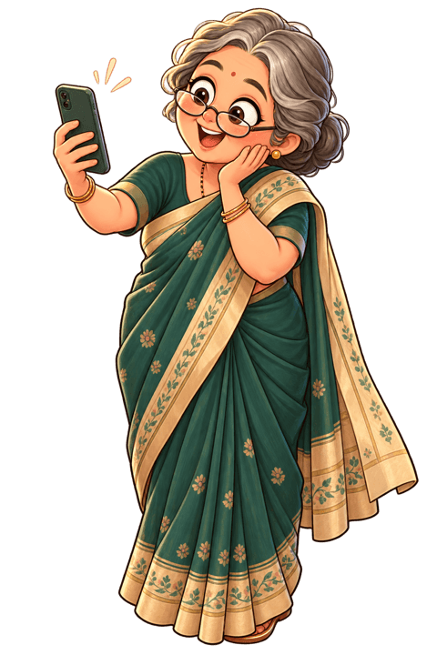 Nani holding her phone at arm’s length